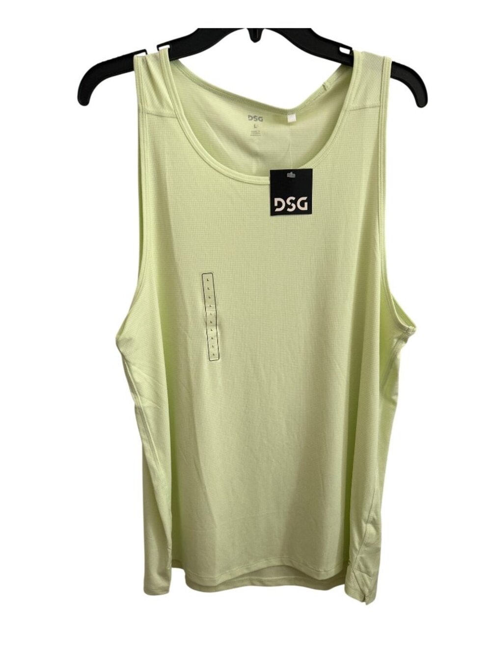DSG Mens L Pale Neon Green Tank Moisture-Wicking Reflective 50+ UV Protection